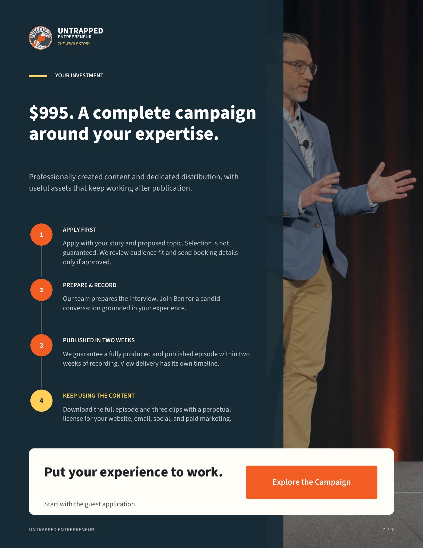 Media kit page 7: Your investment and next steps. Full text is available below the preview.