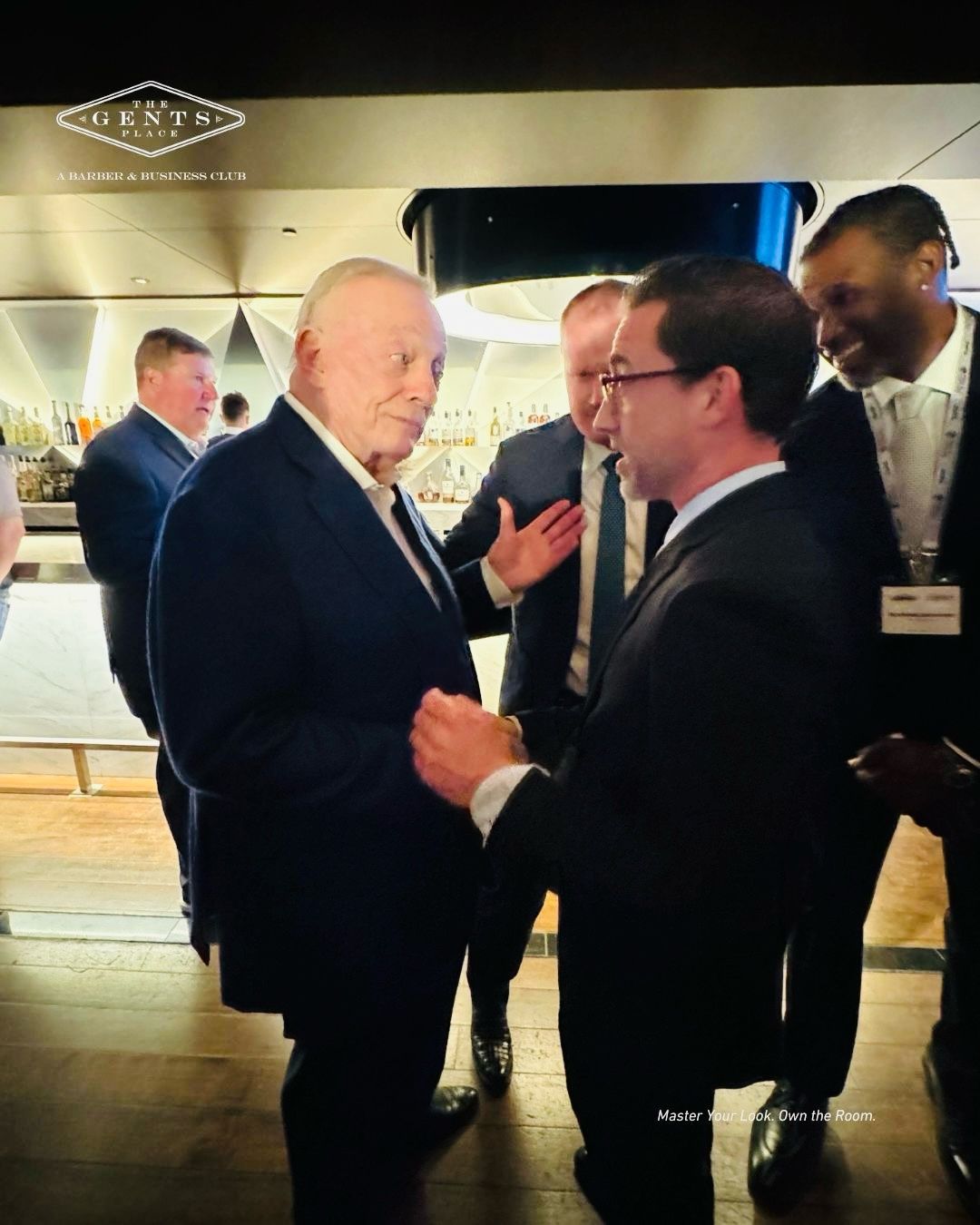 Ben Davis speaking with investor Jerry Jones